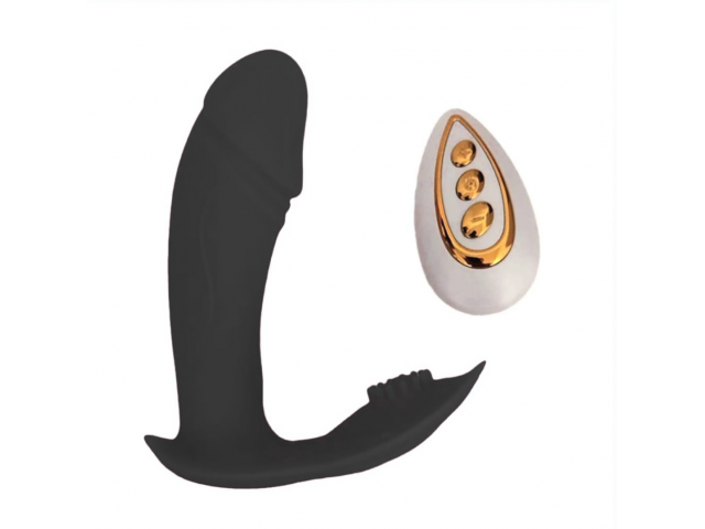 Vibrador Silicona Doble Estimulador con Control Negro YS-BE086