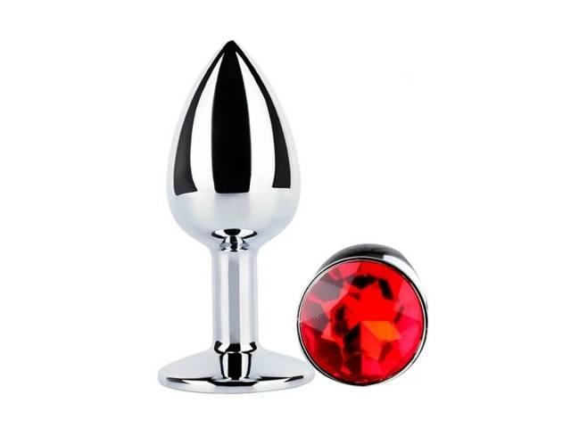 Plug Anal Mediano Metálico Joya Rojo