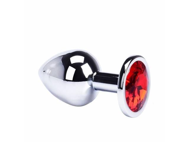 Plug Anal Grande Metálico Joya Rojo